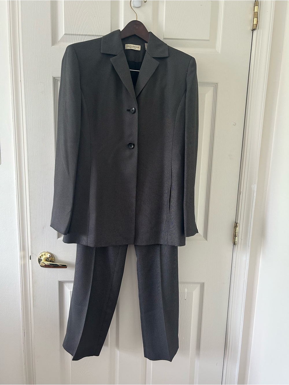 Valerie Stephen’s Classic Two-Piece Dark Gray Women's Pant Suit - Size 10